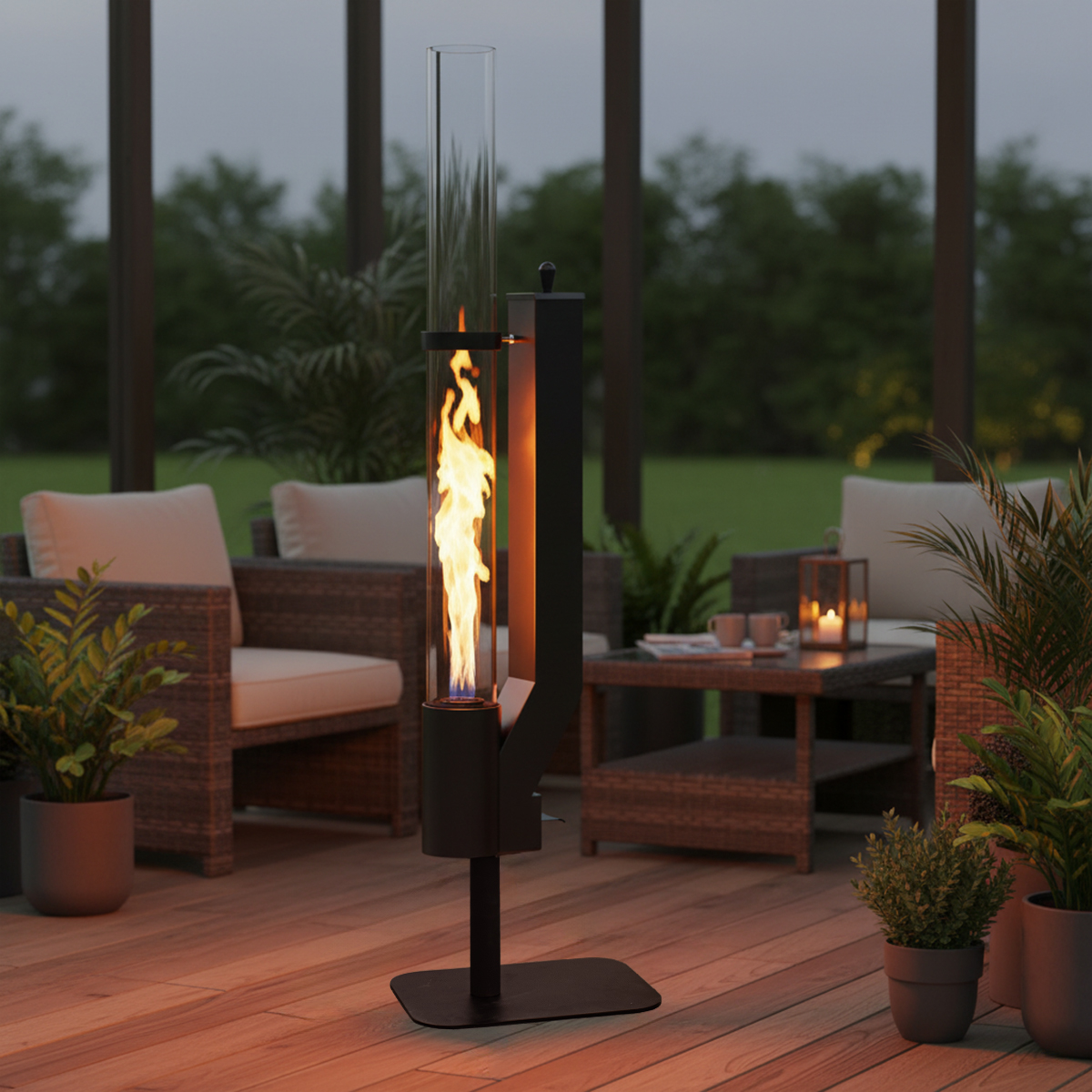  Terrassenheizer, Garten Pellet Fackel, Fackel Ofen, Pellet Brenner, Feuerstelle für den Außenbereich