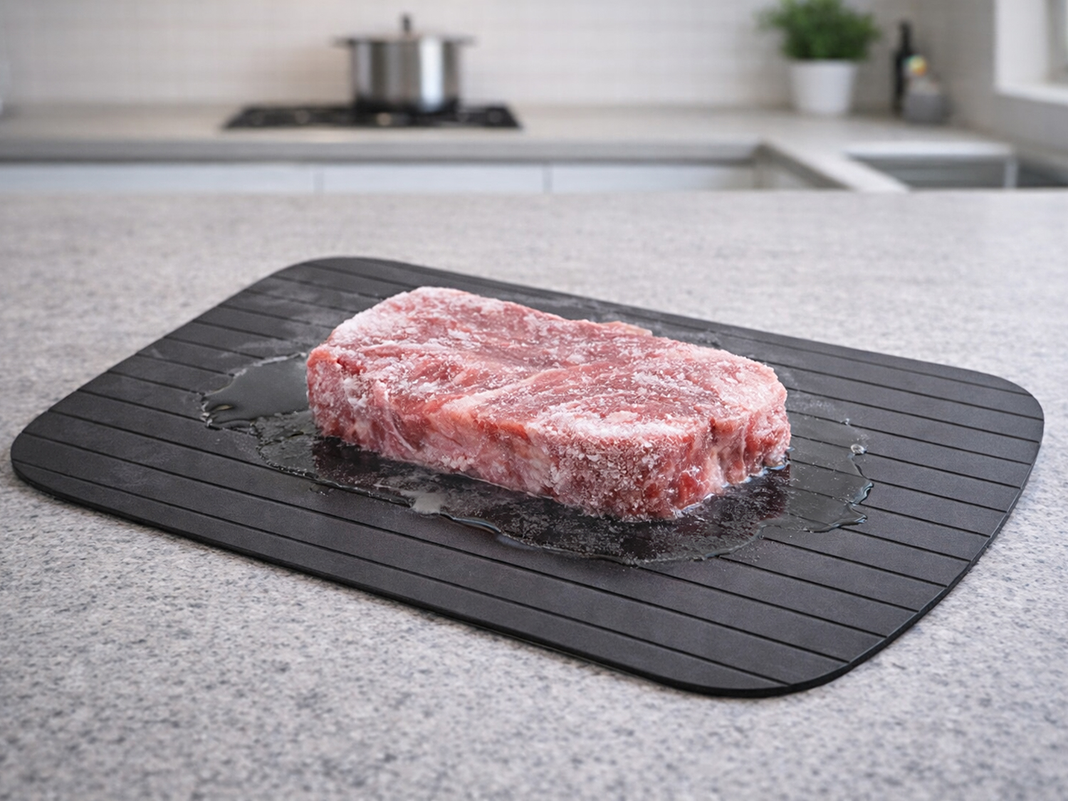 Auftauplatte 35x24,5 cm, schwarz, Defroster, schnelle Entfrierung, Auftaubrett, Auftauunterlage, Aluminium