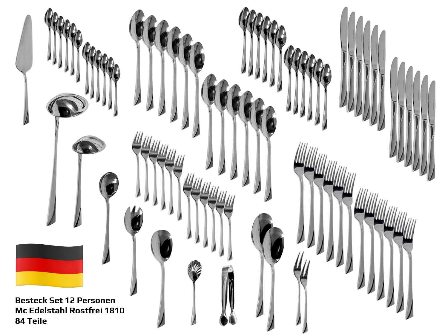Besteck-Set Madrid, 12 Personen, Mc Edelstahl Rostfrei 1810, 84 Teile