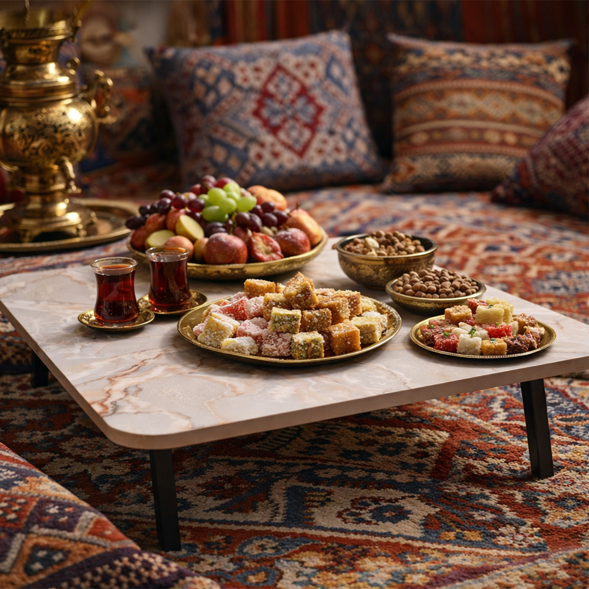 Klapptisch Marmor Optik, Teetisch klappbar, Couchtisch, Sofatisch,  Truhentisch, Wohnzimmertisch, Kaffeetisch 