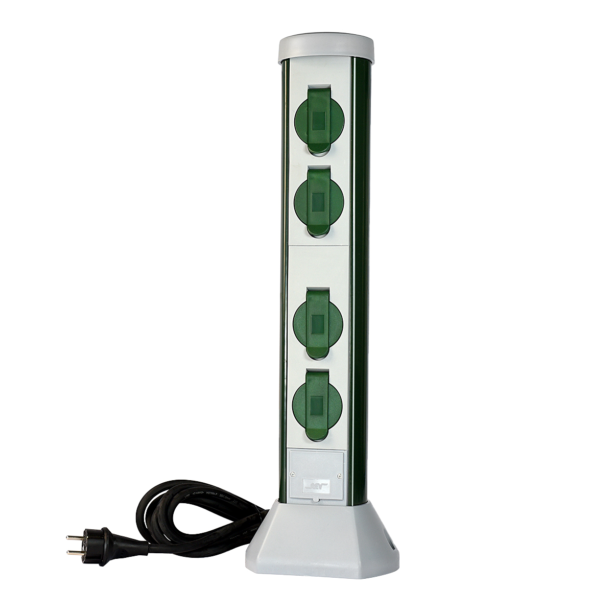 Garten-Allrounder, Steckdosen-Säule, mit 4-fach Steckdose, Hülsenadapter und Erdspieß, 5m Anschlusskabel