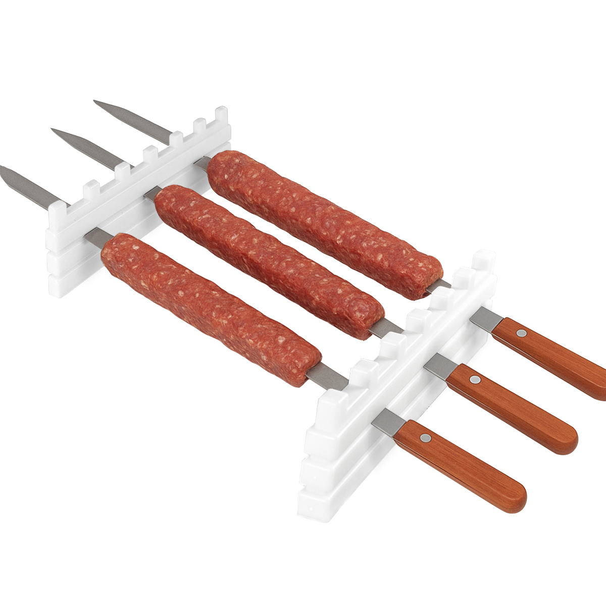 Manueller Kebab-Maker Pressform (Art.Nr. EKM-689) - optional mit 6 Spießhaltern & Holzspießen