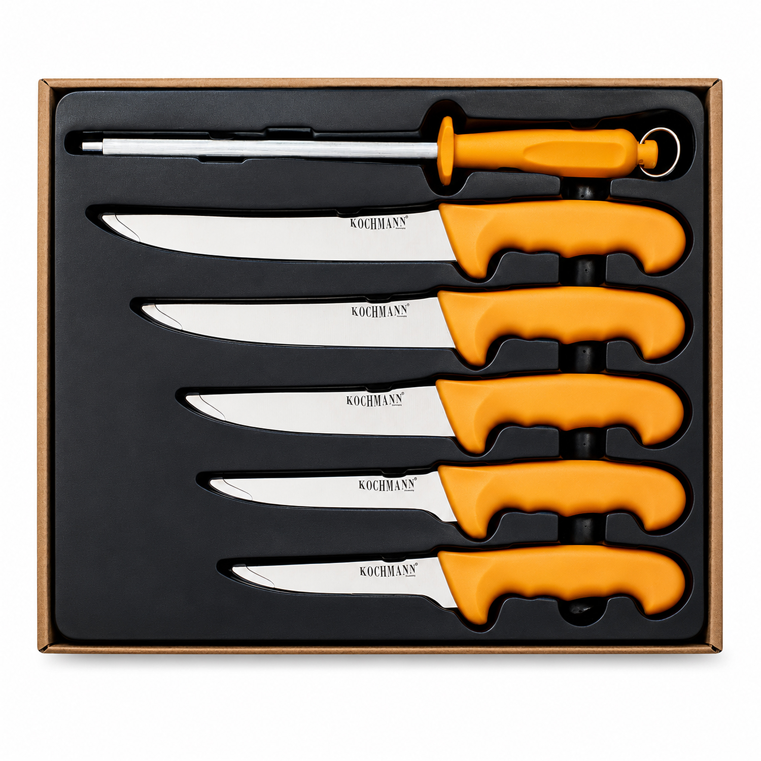 Küchenmesser Set, Messerset mit 5 Messer und 1 Messerschärfer, Allzweckmesser