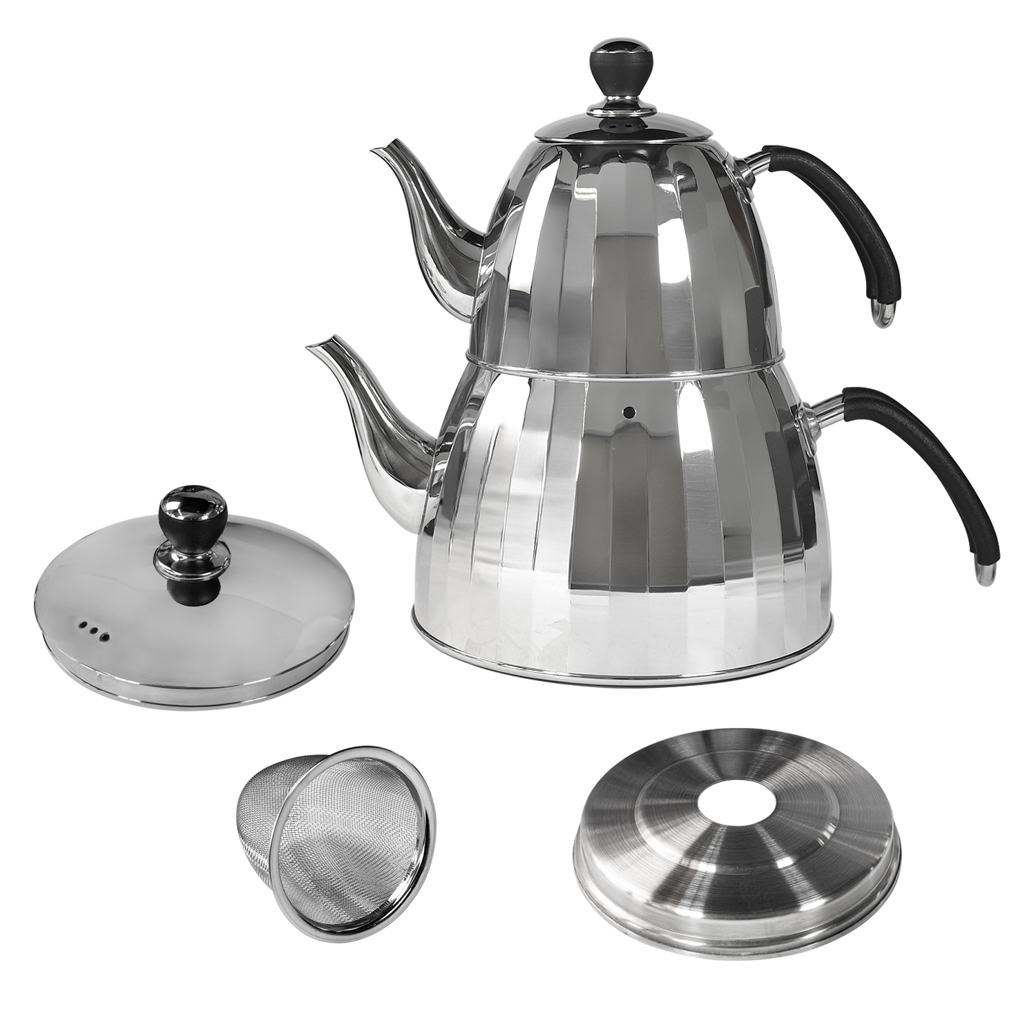 VICALINA VL-AA19- 1,0L + 2,5L Edelstahl Teekannen Set, Türkische Teekocher, Çaydanlık, Samowar, Induktion 