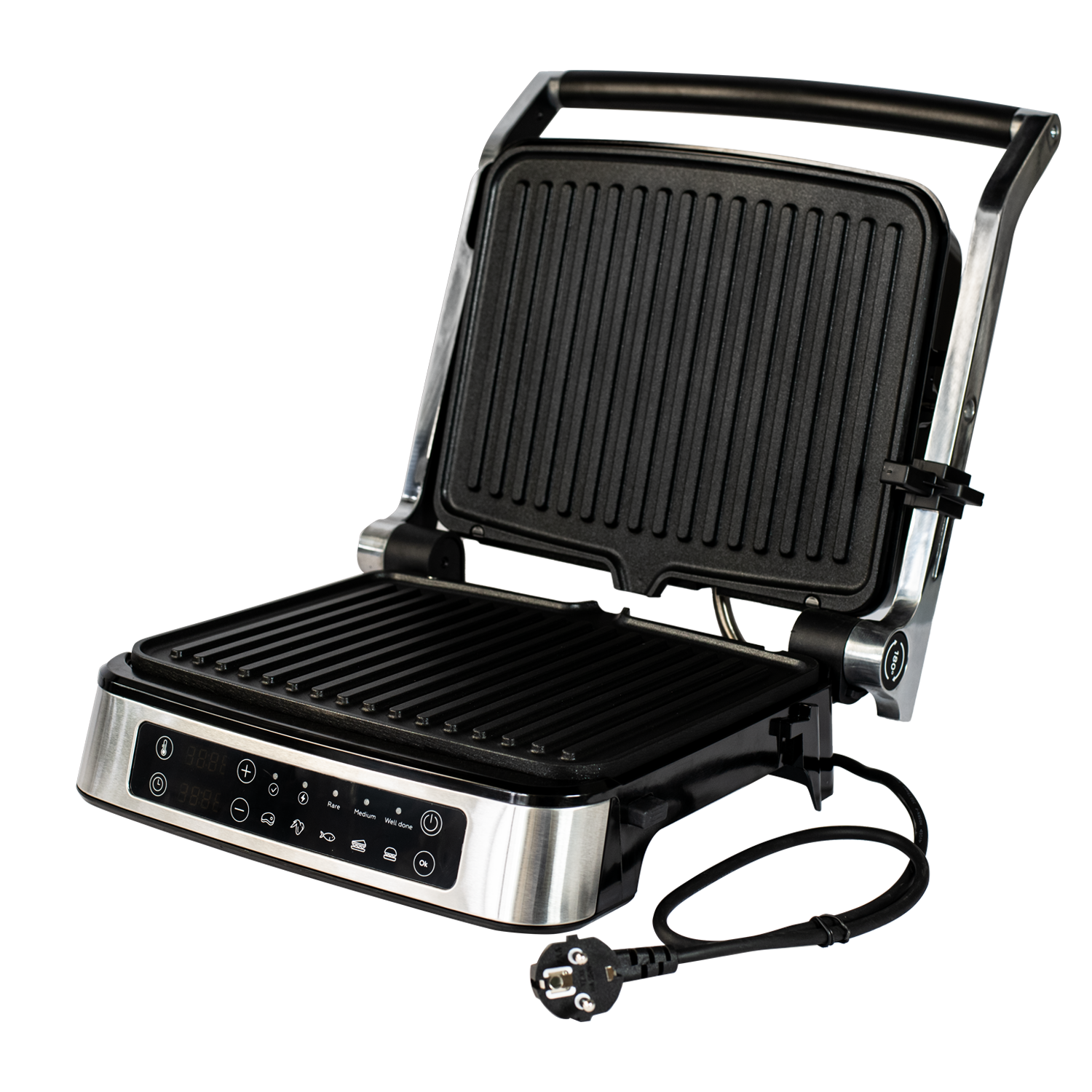 Kochmann Kontaktgrill  MB-P11, 2000W, um 180° aufklappbar, Tischgrill, Paninigrill, 5 Grillprogramme 