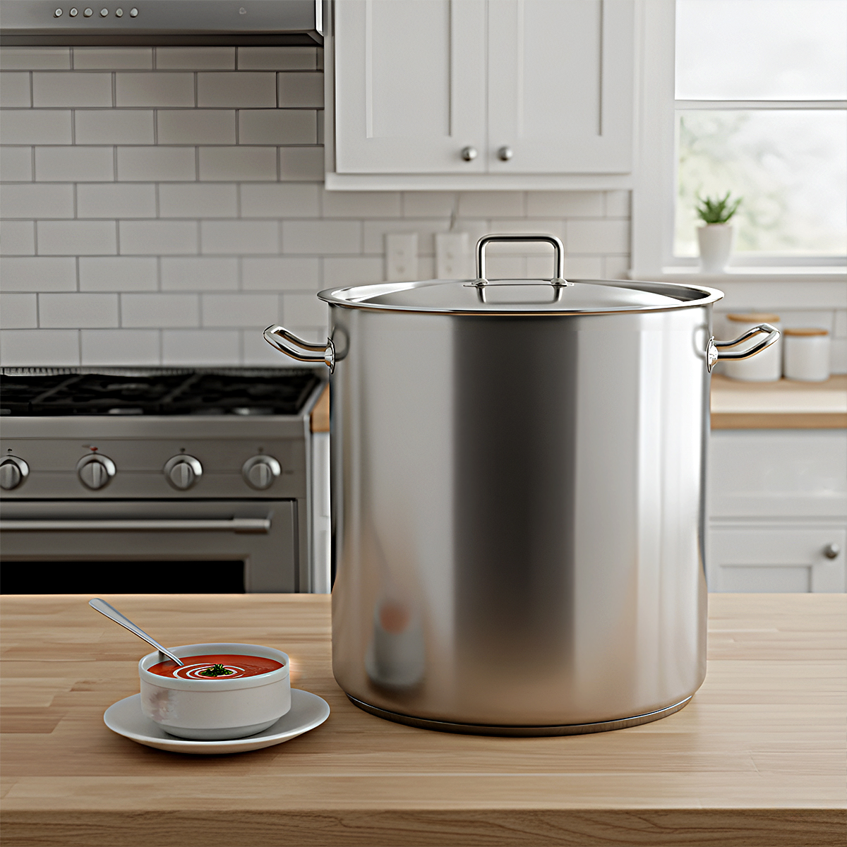 Gastronomie Kochtopf 36cm x 36cm, Fassungsvermögen 37L, Suppentopf aus Edelstahl mit Deckel 