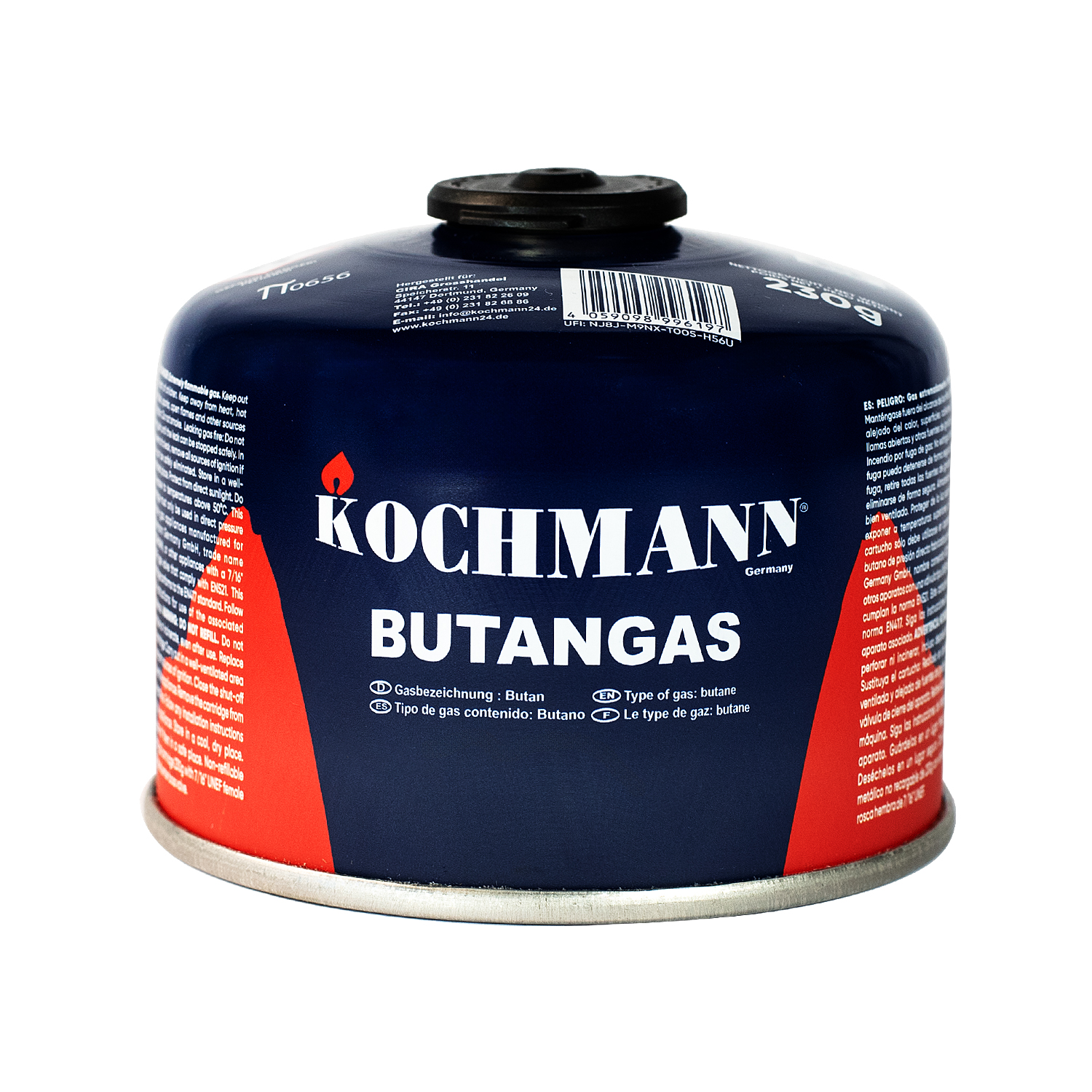 Kochmann Gaskartuschen 230g Butan Schraubkartusche 7/16" EN417 
