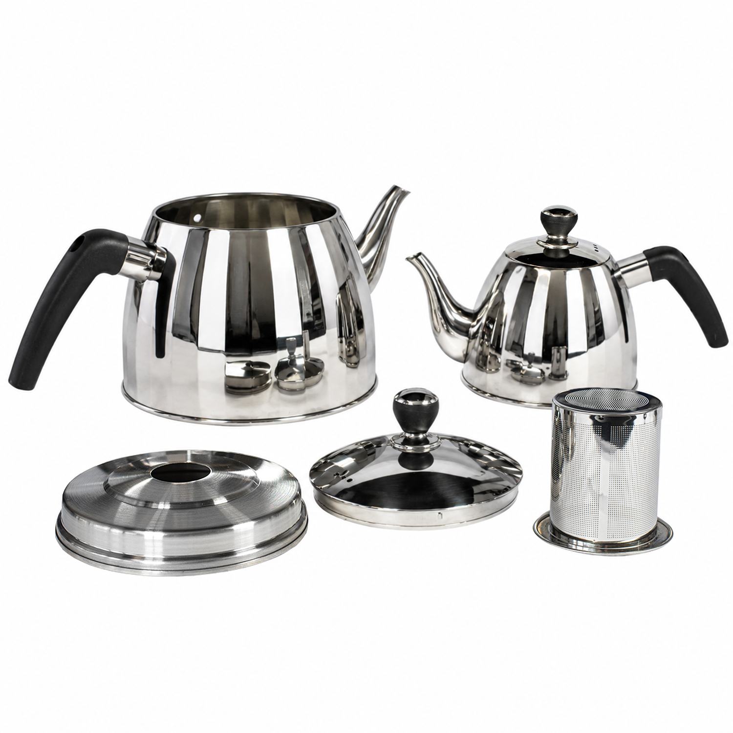 VICALINA VL-AA11G- 1,0L + 2,5L Edelstahl Teekannen Set, Türkische Teekocher, Çaydanlık, Samowar, Induktion