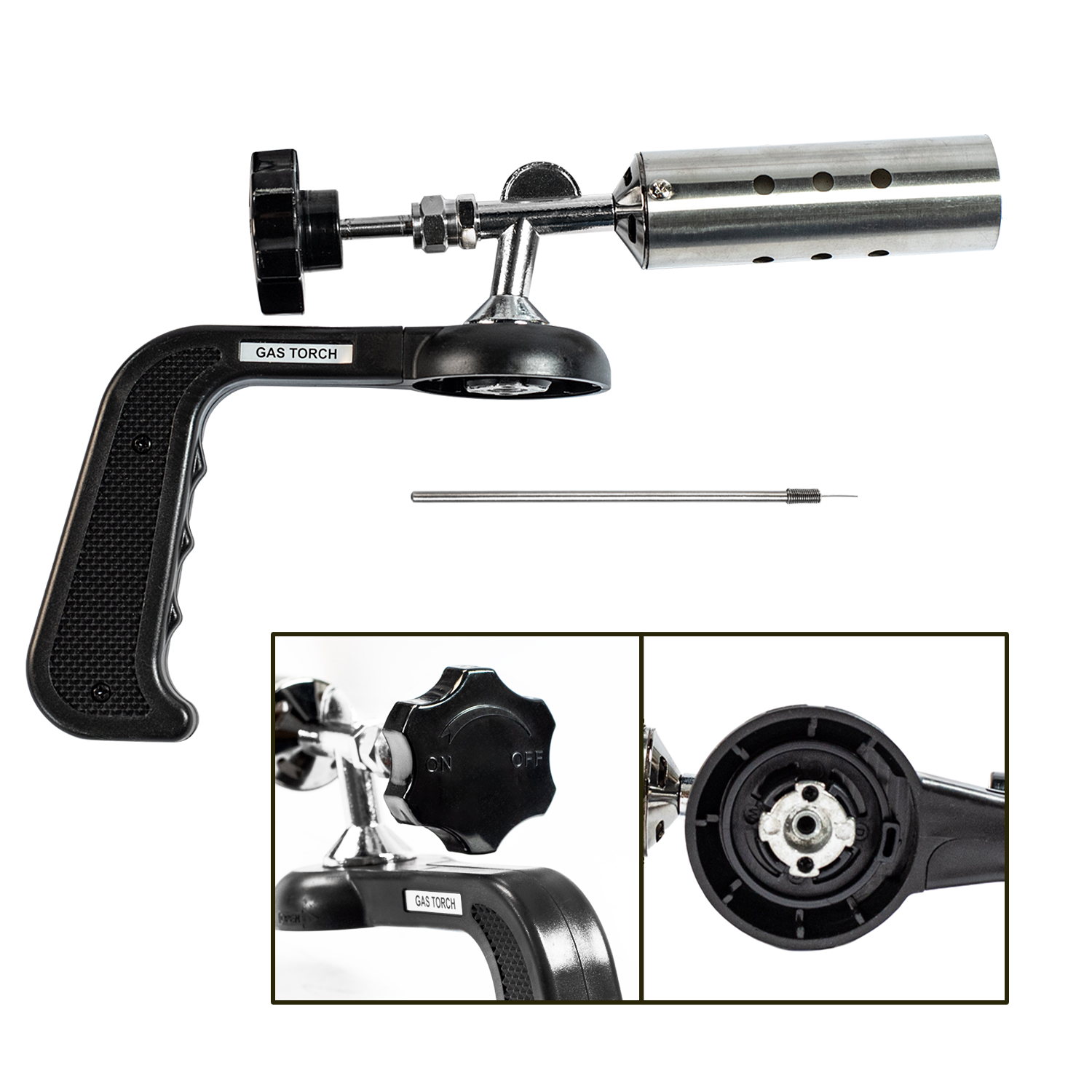 Gasbrenner ART.-NR.:TQ-2418D, Flammenbrenner 1300°C mit Piezozündung, freie Drehung, vielseitig einsetzbar, BBQ Camping, 