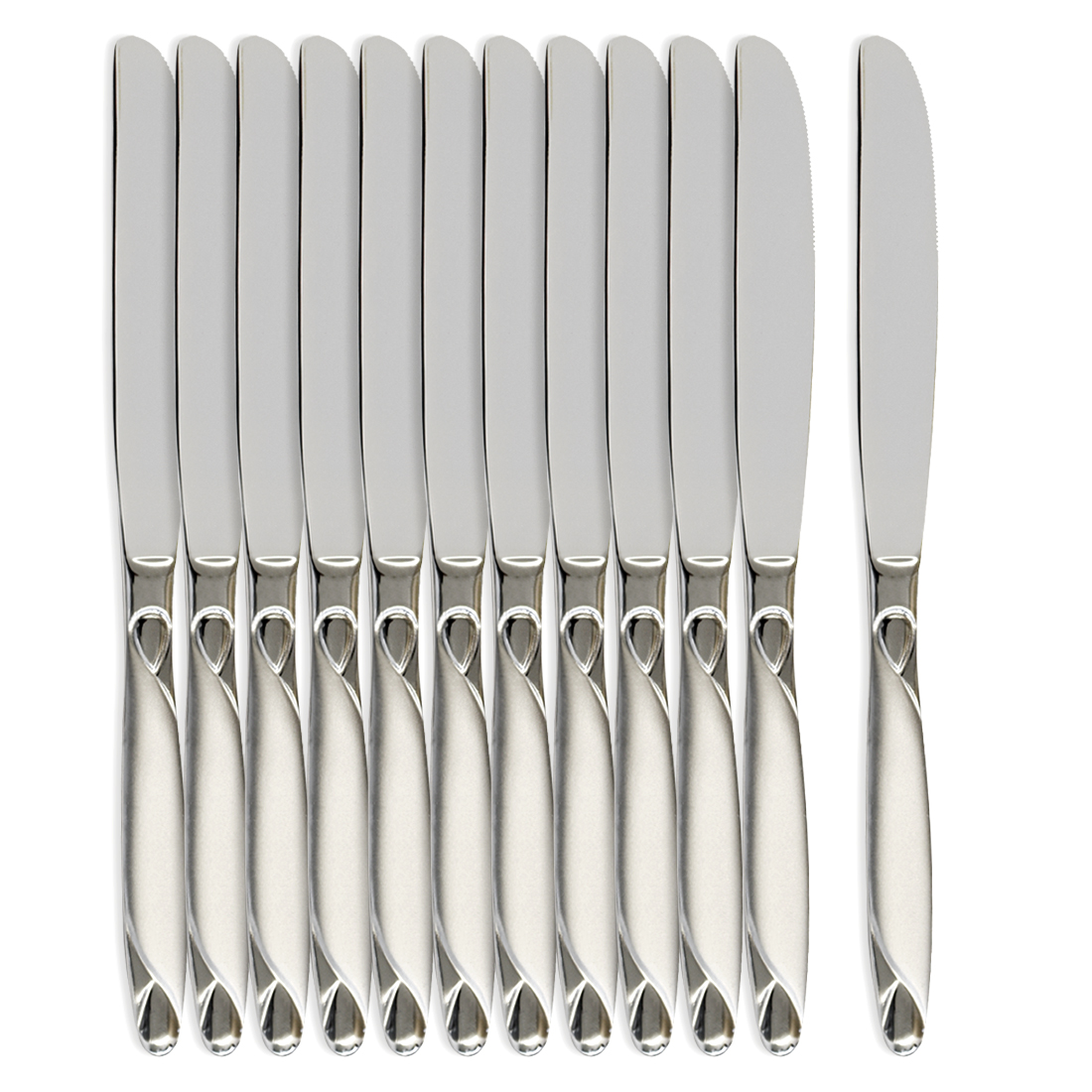 Buttermesser-Set "Iris", Mod.: 3000, 12 Stück, Set Speisemesser Butter Frühstücks Messer, Edelstahl, rostfrei