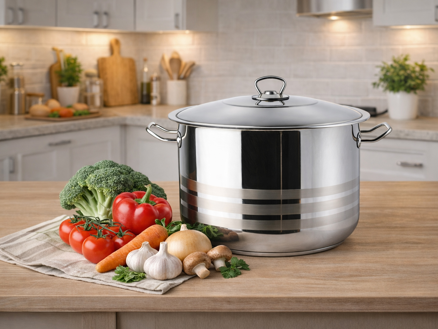 Gastronomie Kochtopf mit Deckel, verschiedene Großen, Fassungsvermögen von 5,7L bis 54L, Edelstahl 