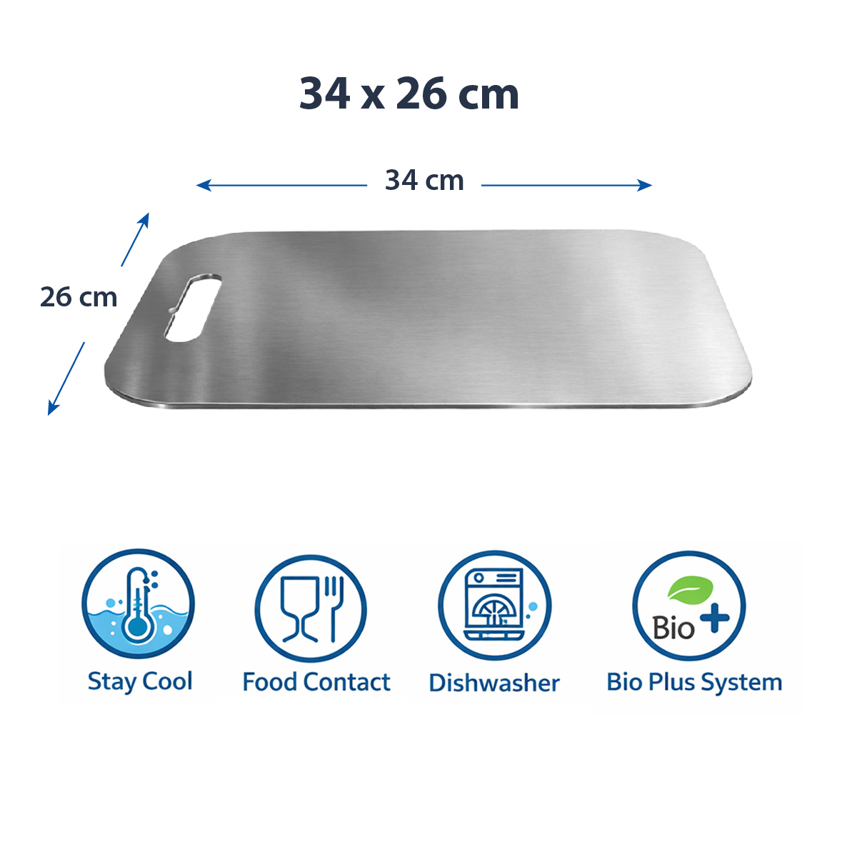 Doppelseitiges Schneidebrett 34x26 cm, Edelstahl,  Küchenbrett,  Schneidebrett für die Küche