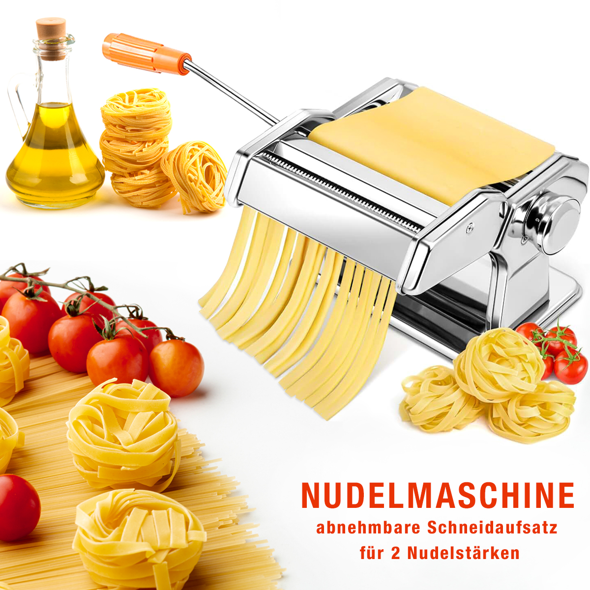 Nudelmaschine aus Edelstahl Pastamaschine Nudel Teig Pasta Maschine