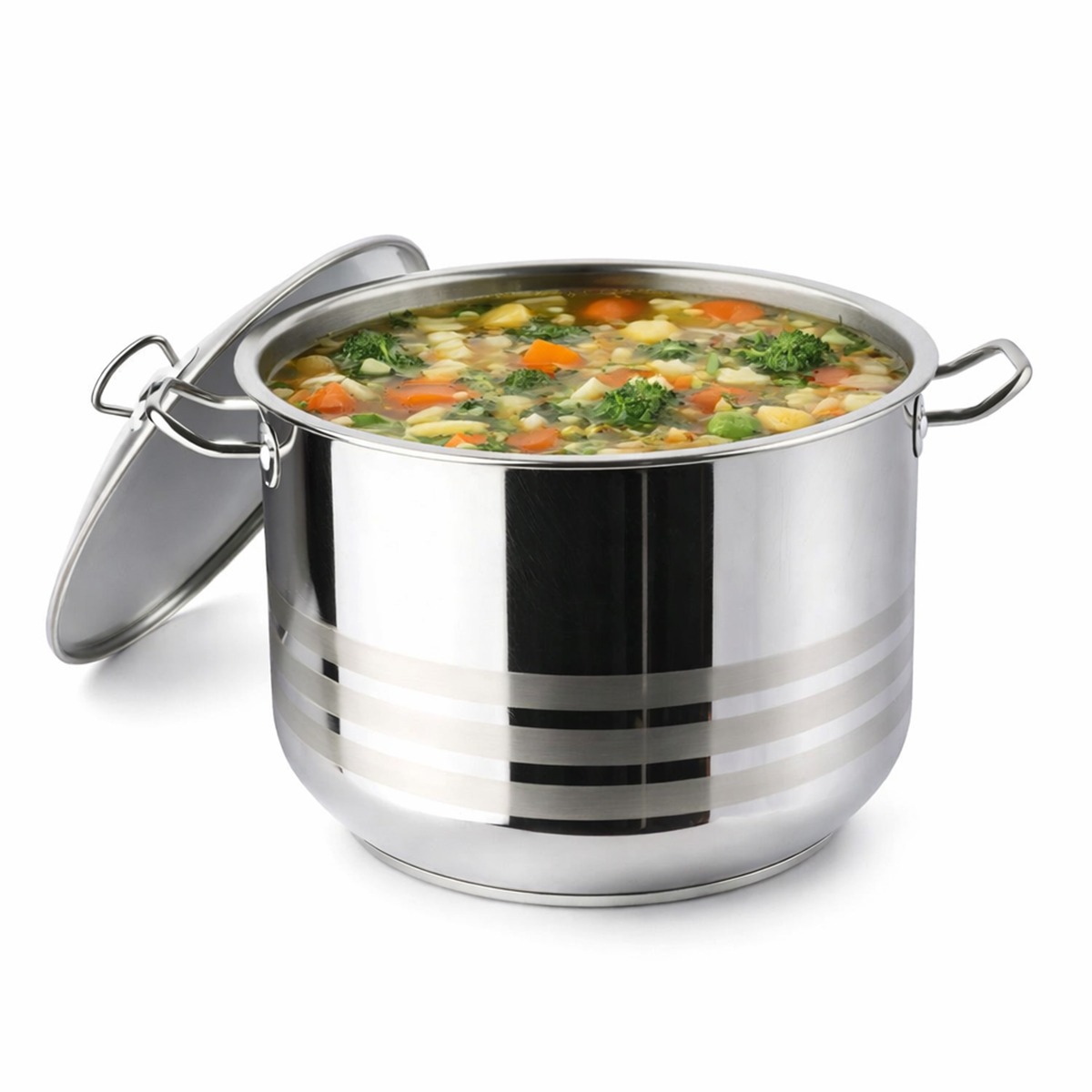 Gastronomie Kochtopf mit Deckel, verschiedene Großen, Fassungsvermögen von 5,7L bis 54L, Edelstahl 