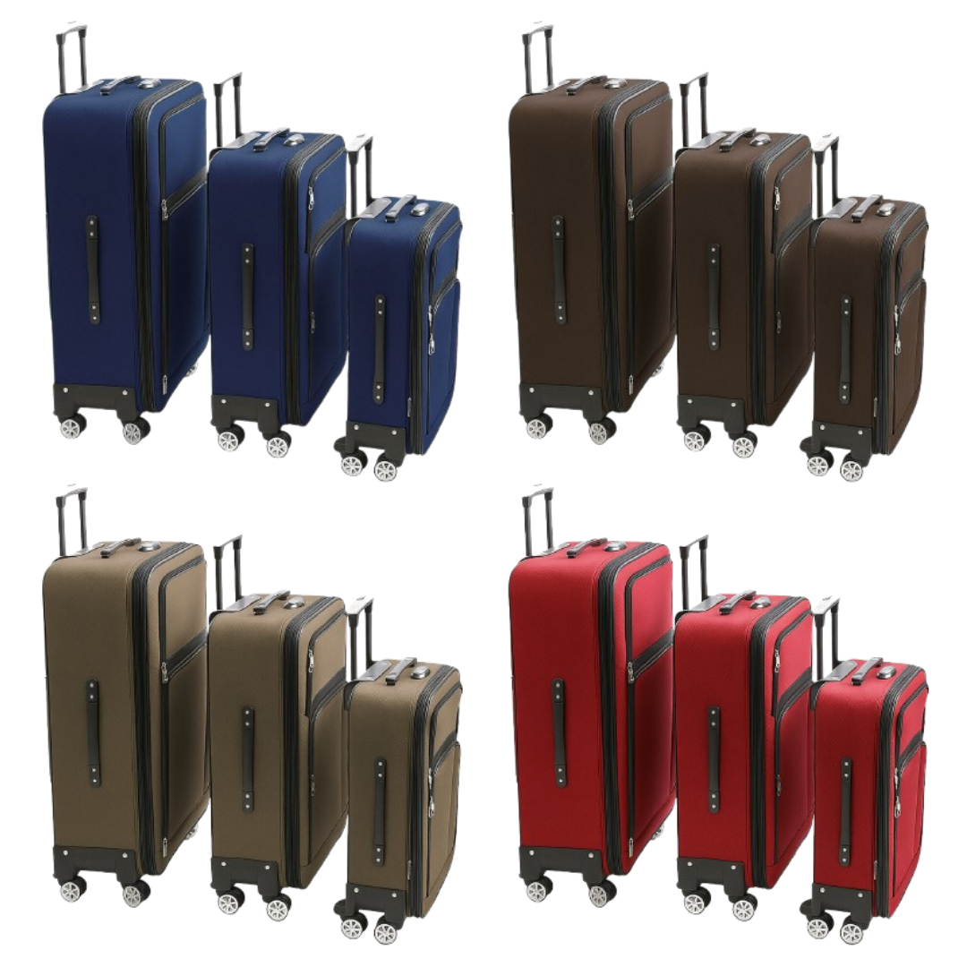 Reisekofferset, verschiedene Farben, 3-teilig, M-L-XL-Set, Stoffkoffer, Travel Bag, mit Zahlenschloss 