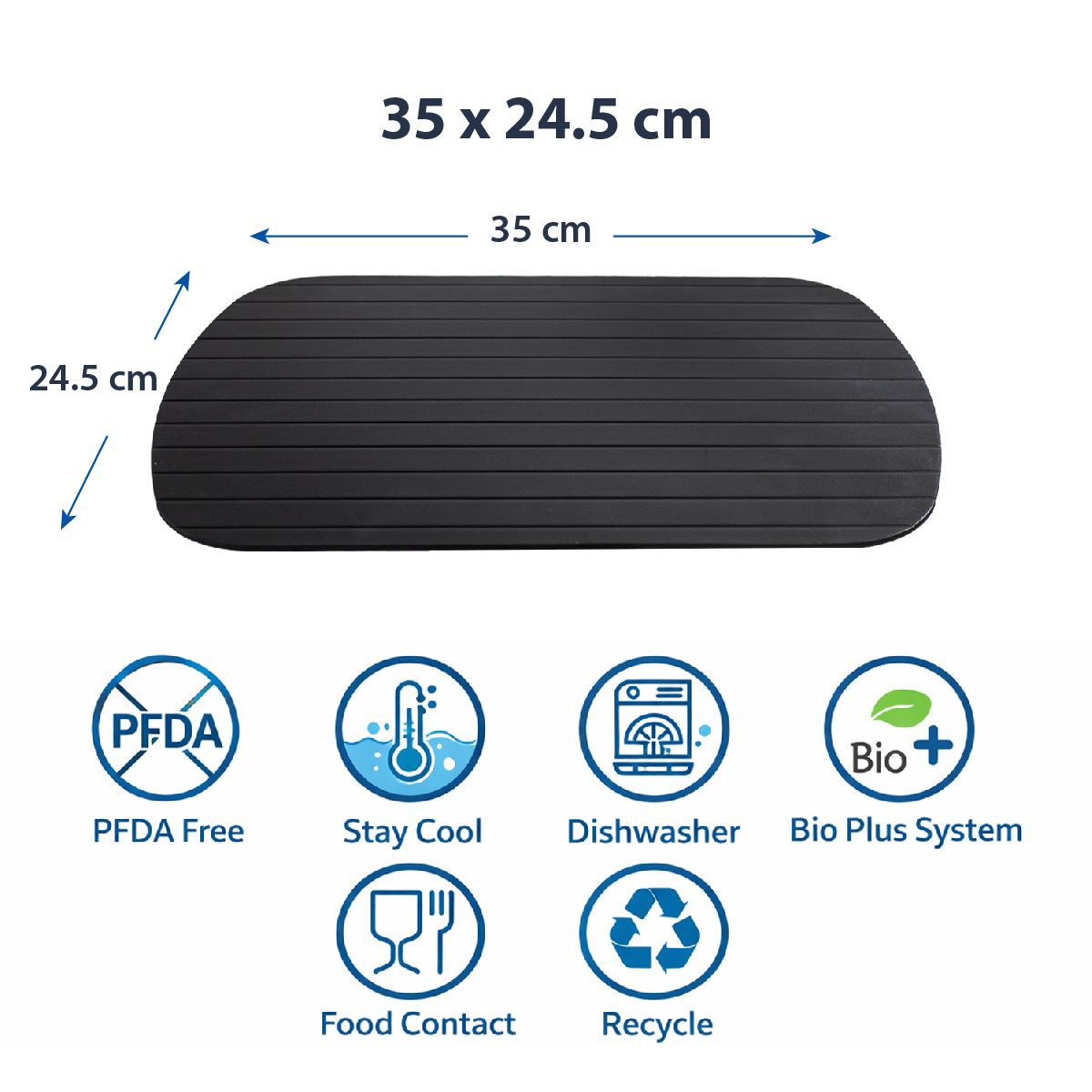 Auftauplatte 35x24,5 cm, schwarz, Defroster, schnelle Entfrierung, Auftaubrett, Auftauunterlage, Aluminium