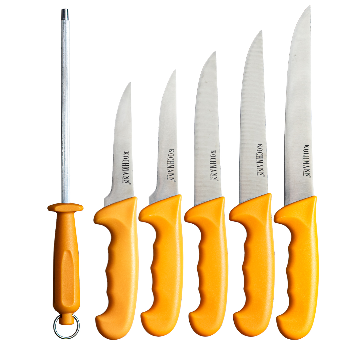 Küchenmesser Set, Messerset mit 5 Messer und 1 Messerschärfer, Allzweckmesser