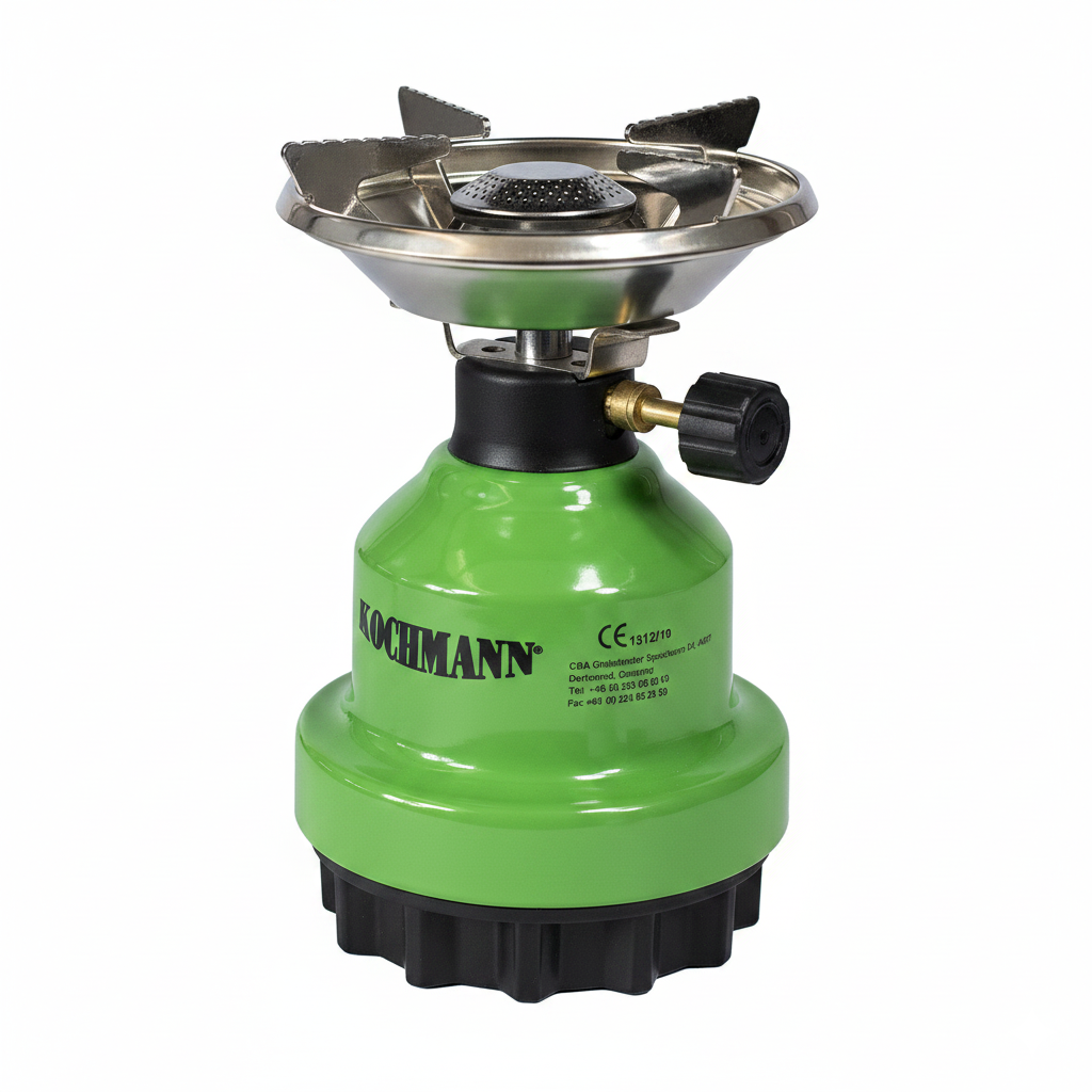 Campingkocher, Mod. K-191, Gaskocher für 190g Stechgasgaskartuschen, Metallkörper in versch. Farben, Gas Kocher, Outdoor