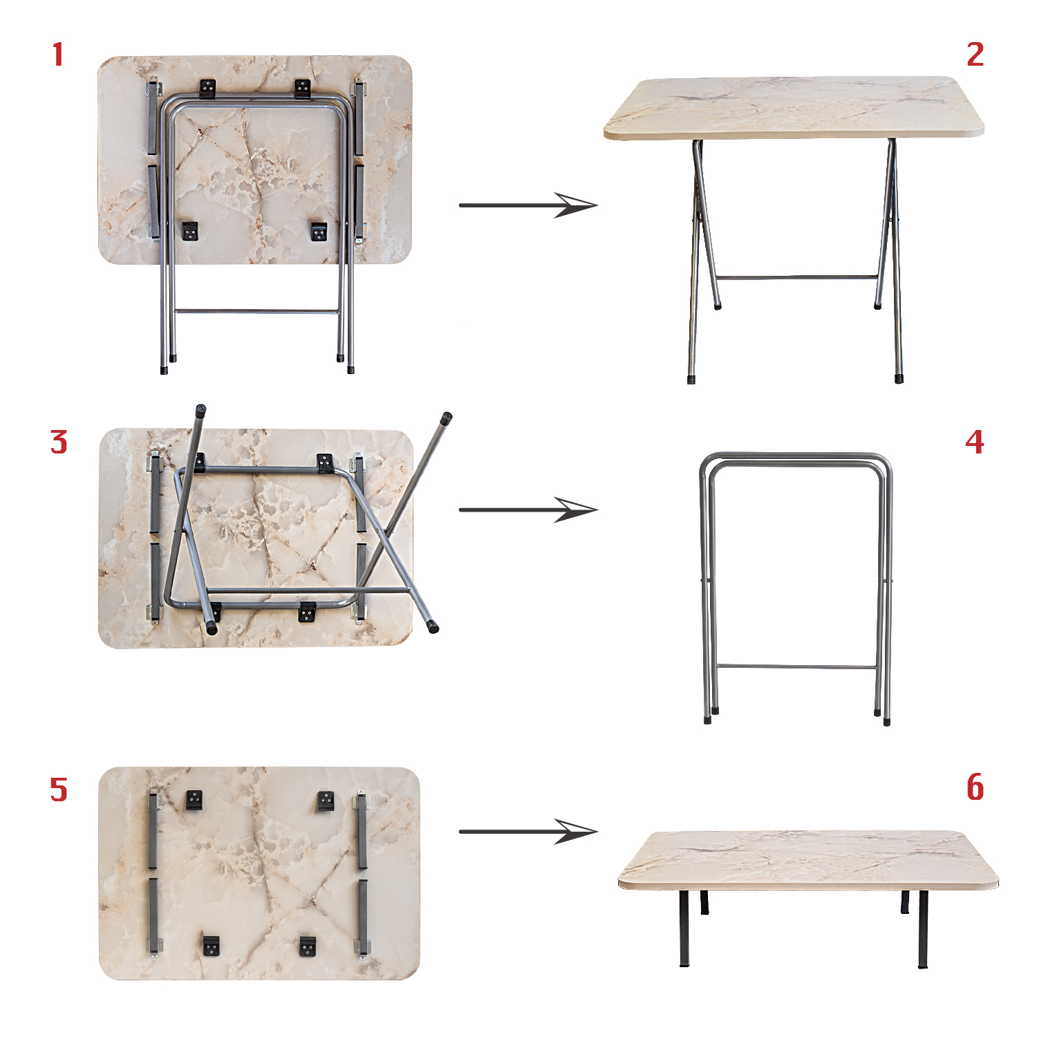 Klapptisch Marmor Optik, Teetisch klappbar, Couchtisch, Sofatisch,  Truhentisch, Wohnzimmertisch, Kaffeetisch 