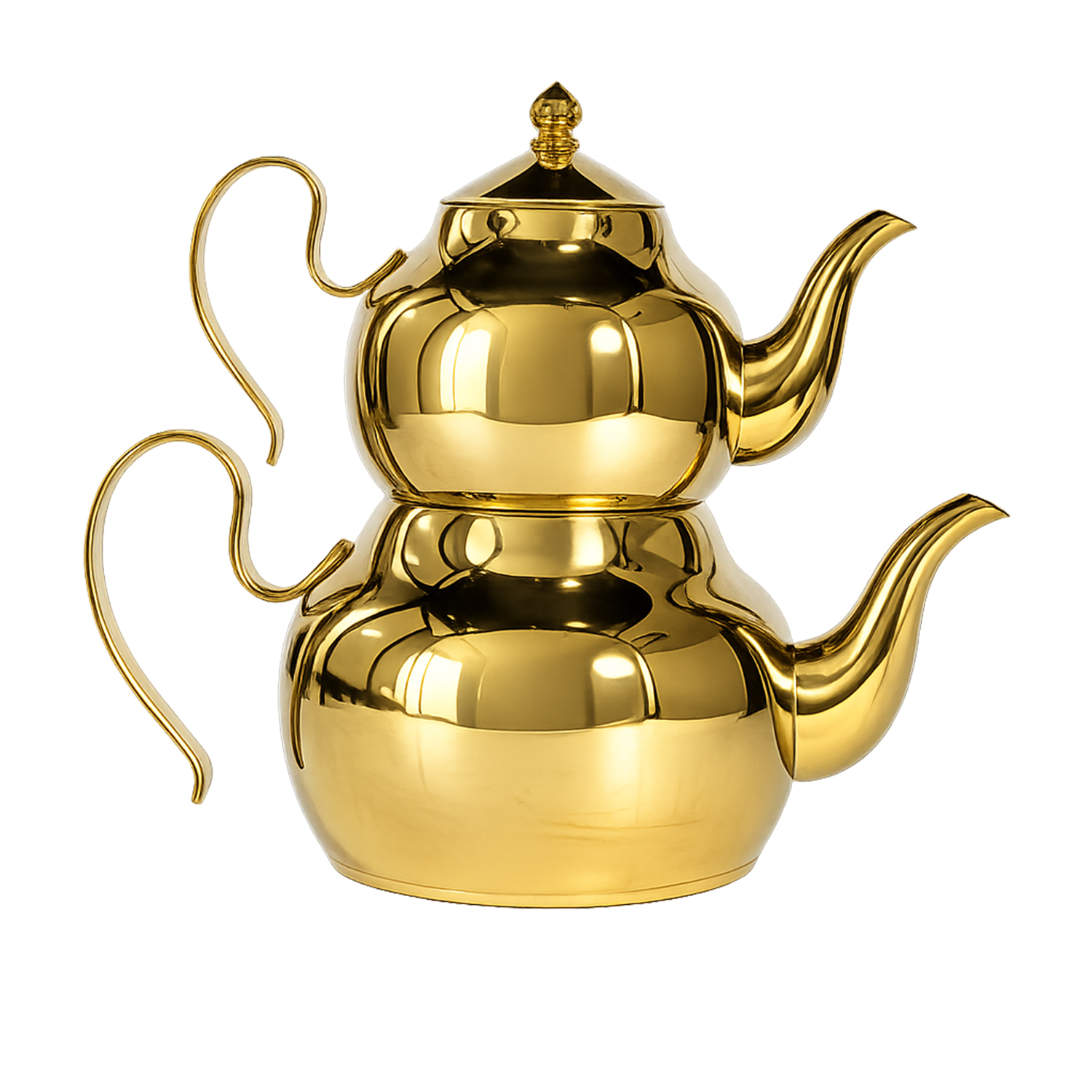 Teekanne Edelstahl Caydanlik Teekocher Set gold, Größenvarianten 0,7 L + 1,7 L und 1,0 + 2,0 L
