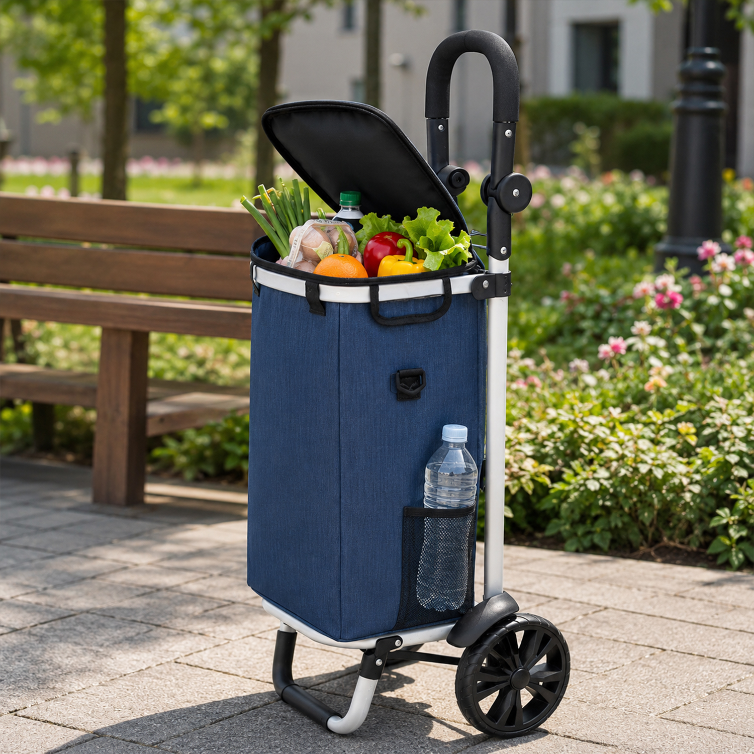 Einkaufstrolley, Art.: F13292, Treppensteiger, Einkaufsroller, Klappbar, Alu Sackkare, Einkaufswagen, 52L 
