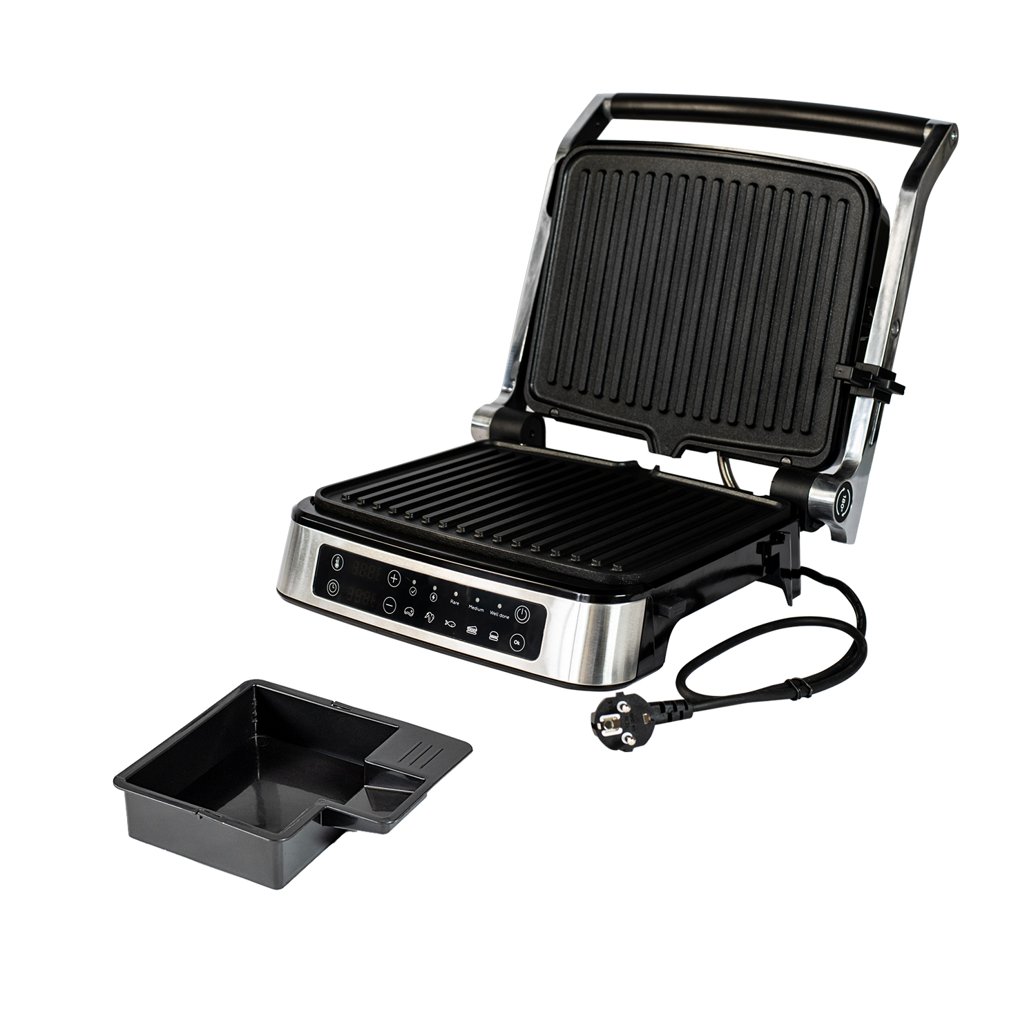 Kochmann Kontaktgrill  MB-P11, 2000W, um 180° aufklappbar, Tischgrill, Paninigrill, 5 Grillprogramme 