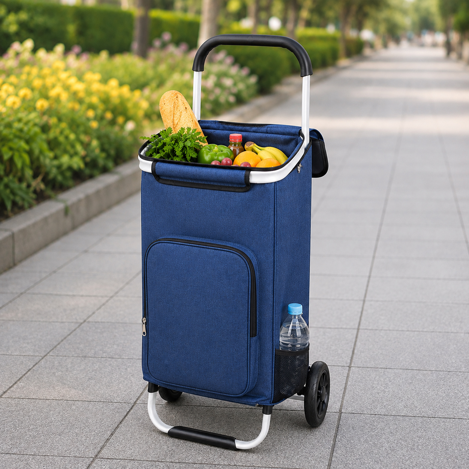 Einkaufstrolley mit Kühltasche, Art.: F13293, Treppensteiger, Einkaufsroller, Klappbar, Alu Sackkare, Einkaufswagen, 52L
